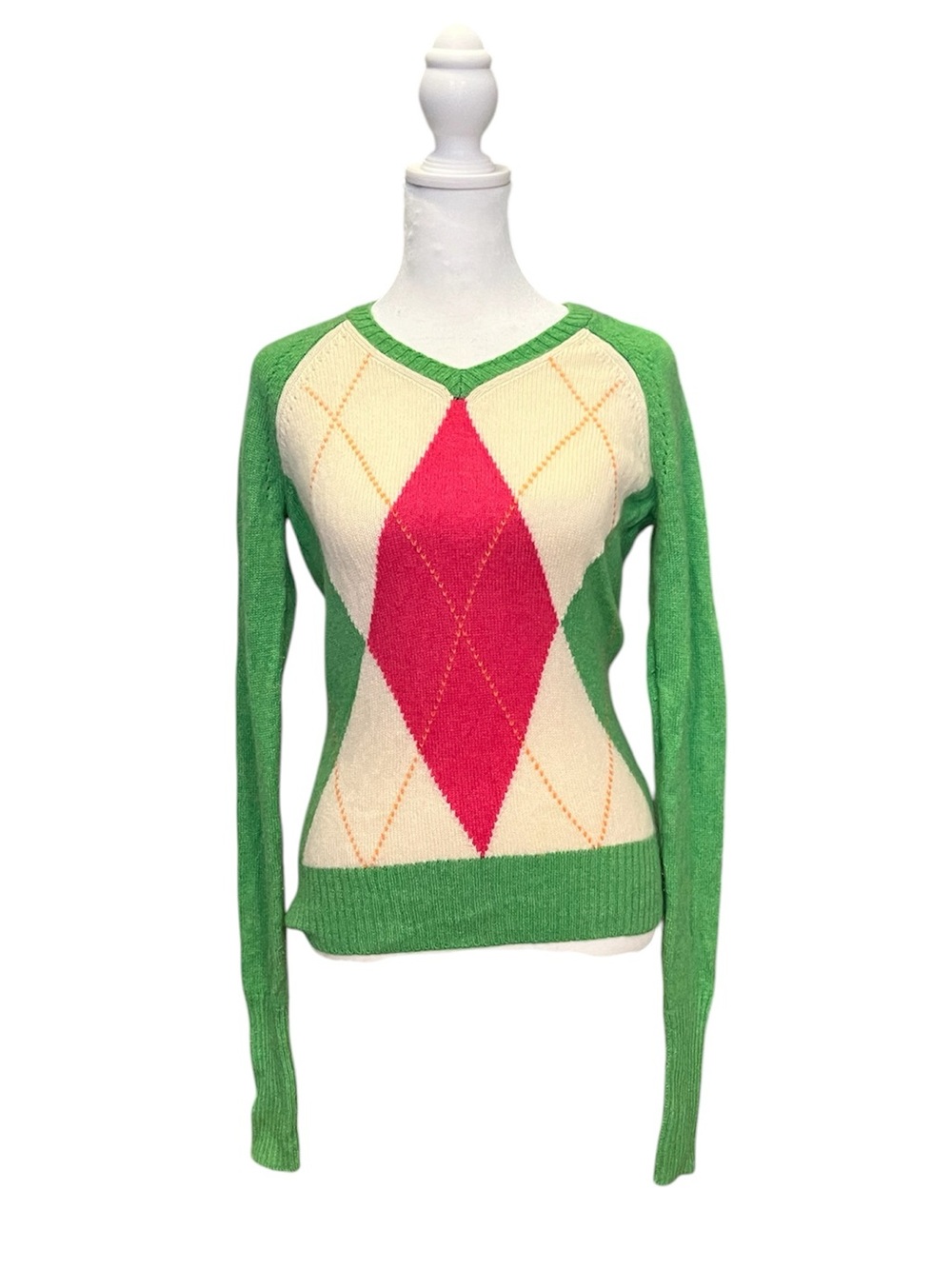 Lilly Pulitzer Vintage White Label Argyle Cashmere Sweater